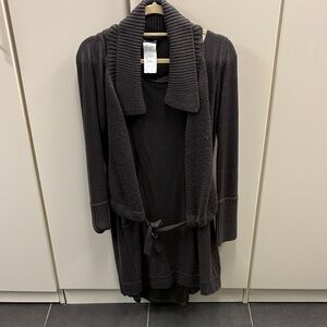 Women's Charcoal Gray Sweater with Belt